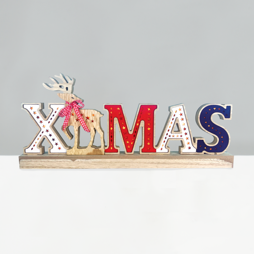 ^ WOODEN X-MAS 2 26 MINI LED WW Λ/ΚΙΑ ΜΠ/ΡΙΕΣ (3AA) IP20 45X3.5X20CM  -X05261113